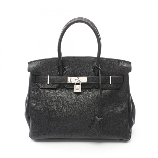 HERMES Birkin 30 Handbag 030335CK Clemence leather Black Used Women G SHW