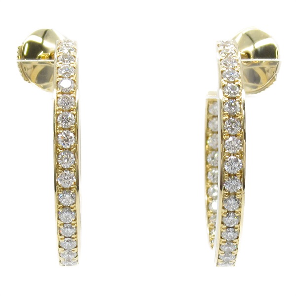 CARTIER Classic Hoop Diamond Pierced Earrings 18KYG Yellow Gold Used women
