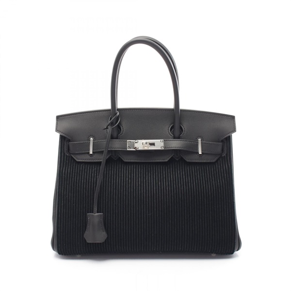 HERMES Birkin 30  cote a cote Handbag Swift leather Tuffetage Black Used U SHW