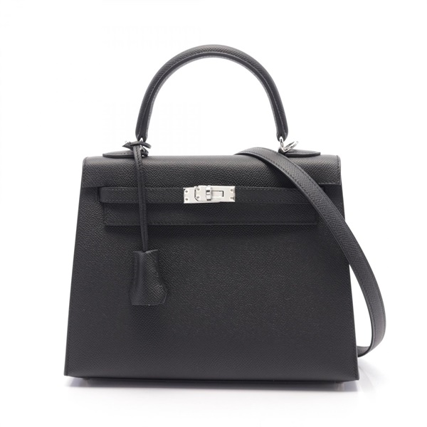 HERMES Kelly 25 2way shoulder Handbag Epsom leather Black Used Women SHW W