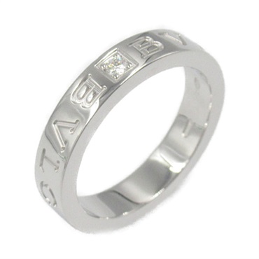 BVLGARI BVLGARI Double Logo 1P Diamond Ring 18KWG Gold Used US size 6.75 women