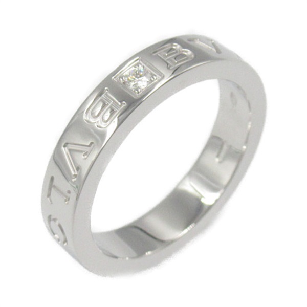 BVLGARI BVLGARI Double Logo 1P Diamond Ring 18KWG Gold Used US size 6.75 women