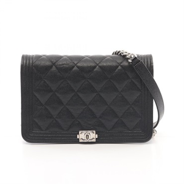 CHANEL Boy Chanel Matelasse Shoulder Bag AP1117 Grained calfskin Black Used WOC
