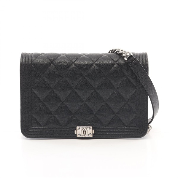 CHANEL Boy Chanel Matelasse Shoulder Bag AP1117 Grained calfskin Black Used WOC