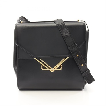 BOTTEGA VENETA The clip crossbody Shoulder Bag 652391 leather Black Used GHW