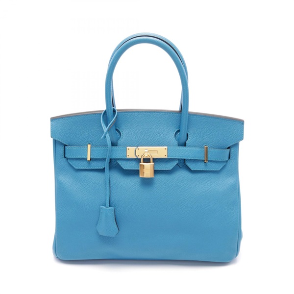 HERMES Birkin 30 Hand bag A Epsom Blue zanzibar Used GHW