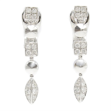 BVLGARI Lucia clip-on dangle earrings Diamond 18KWG White Gold Used women
