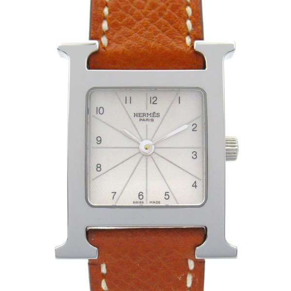 HERMES H watch Wrist Watch HH1.210 Quartz Stainless Steel Leather Used Women