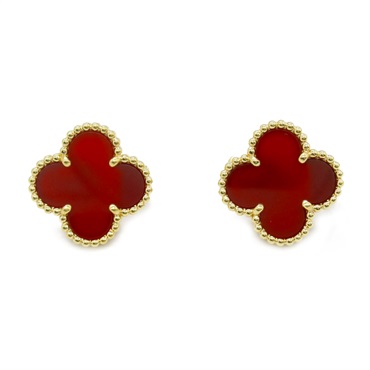 Van Cleef & Arpels Vintage Alhambra Pierced earrings 18KYG Gold Carnelian Used