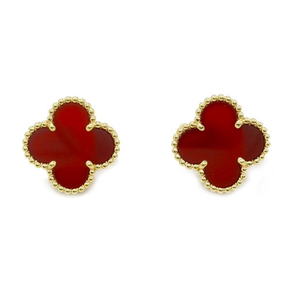 Van Cleef & Arpels Vintage Alhambra Pierced earrings 18KYG Gold Carnelian Used