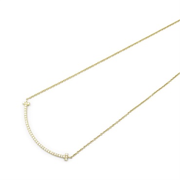 TIFFANY＆CO T Smile Small Diamond Necklace 18KYG Yellow Gold Used women