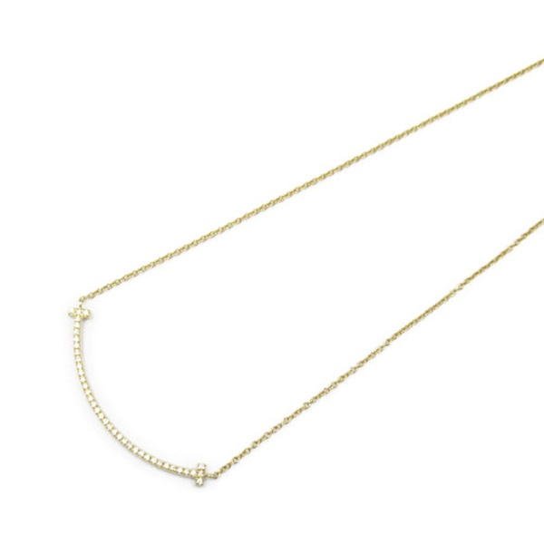 TIFFANY＆CO T Smile Small Diamond Necklace 18KYG Yellow Gold Used women