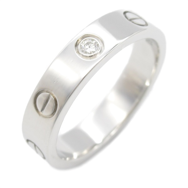 CARTIER Mini Love Ring 18KWG White Gold diamond Used women US size 5.25 #50