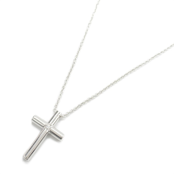 TIFFANY＆CO Cross-top Necklace Pendant Diamond 18KWG White Gold Used women