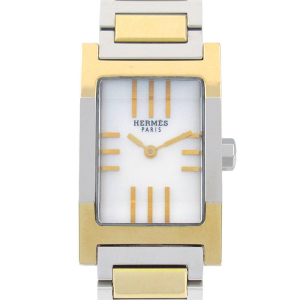 HERMES tandem Wrist Watch TA1.220 Quartz Gold Plated Stainless Steel Used Women