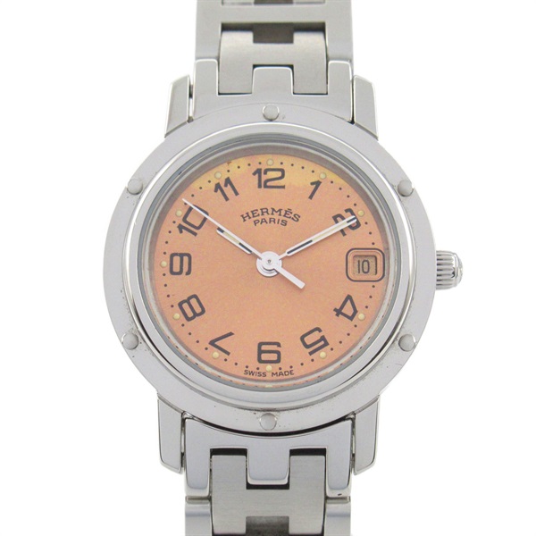 HERMES Clipper Wrist Watch CL4.210 Quartz Stainless Steel Used Women