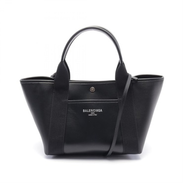 BALENCIAGA BIARRITZ Small 2way Tote Bag 8109812ABGW1000 leather Black NEW logo