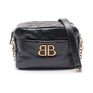 BALENCIAGA MONACO XS Camera Shoulder Bag 8064592AAR81000 leather Black NEW Women