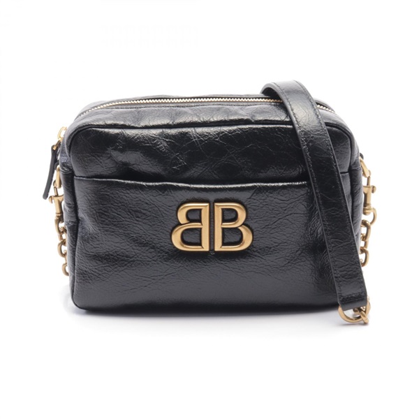 BALENCIAGA MONACO XS Camera Shoulder Bag 8064592AAR81000 leather Black NEW Women