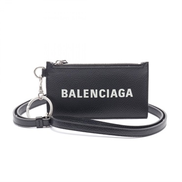 BALENCIAGA CASH coin purse key ring strap 5945481IZI31090 leather Black