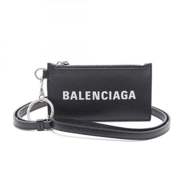 BALENCIAGA CASH coin purse key ring strap 5945481IZI31090 leather Black