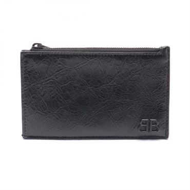BALENCIAGA MONACO Long Card Holder coin purse 7665752AAS81000 leather Black NEW