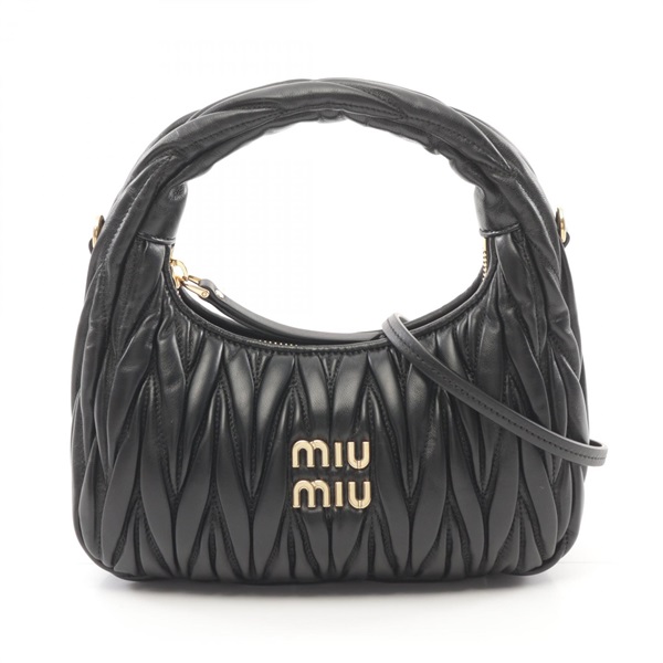 Miu Miu RASO MATELASSE Shoulder Hand bag 5BC125N88F0002 leather Black NEW Women