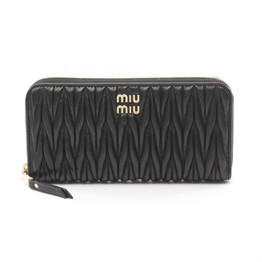 Miu Miu MATELASSE Around long wallet 5ML5062FPPF0002 leather Black Used Women