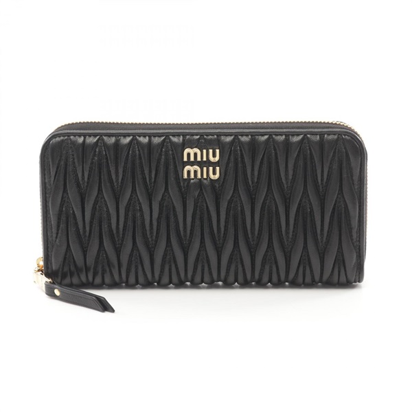 Miu Miu MATELASSE Around long wallet Purse 5ML5062FPPF0002 leather Black NEW