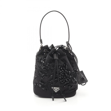 PRADA ReNYLON BUCKET RAMAGE EMBROIDERY TESSUTO SAFFIANO Hand bag 1BE0672C4QF0002