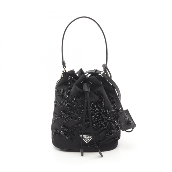 PRADA ReNYLON BUCKET RAMAGE EMBROIDERY TESSUTO SAFFIANO Hand bag 1BE0672C4QF0002