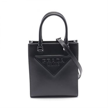 PRADA SOFT CALF 2way shoulder crossbody Hand bag 1BA333ASKF0002 leather Black