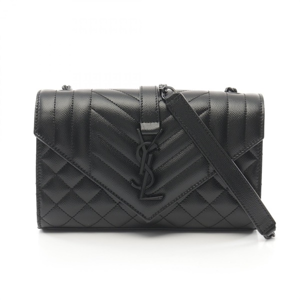 SAINT LAURENT Envelope Small Shoulder Bag 600195BOW981000 leather Black NEW