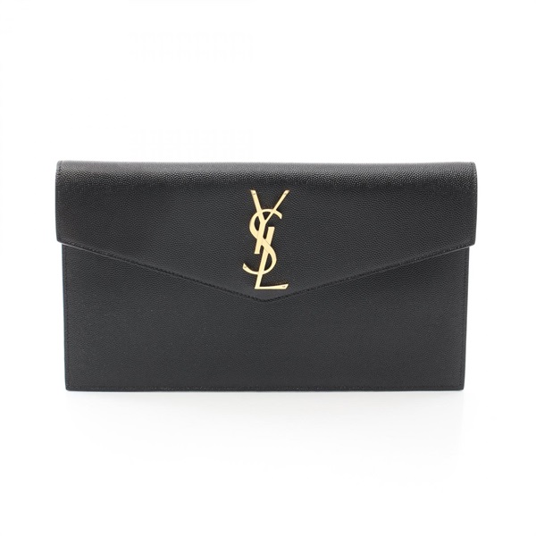 SAINT LAURENT YSL logo clutch bag 5657391GF0J1000 leather Black NEW Women GHW