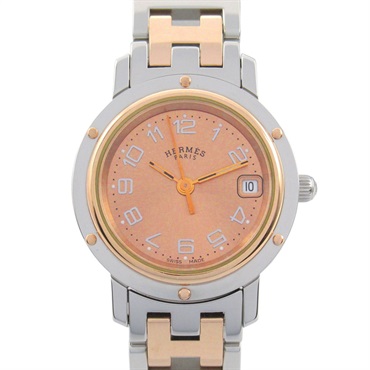 HERMES Clipper Wrist Watch CL4.221 Quartz Stainless Steel PGP Used Women