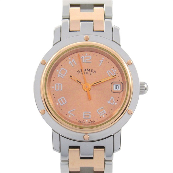 HERMES Clipper Wrist Watch CL4.221 Quartz Stainless Steel PGP Used Women