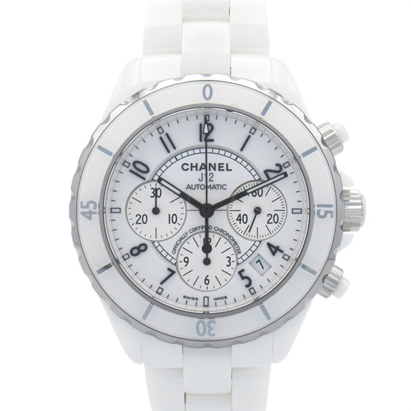 CHANEL J12 Chronograph Wrist Watch H1007 Automatic ceramic white Used mens CC