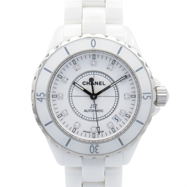 CHANEL J12 12P Diamond Wrist Watch H1629 Automatic ceramic white Used mens CC
