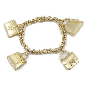 HERMES Back Charm Bracelet 18KYG Yellow Gold Used Women