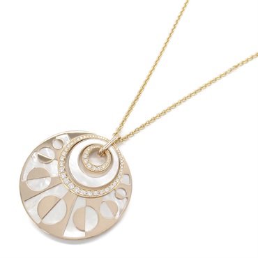 BVLGARI Intarsio Diamond Necklace 18KPG Gold Mother of pearl White Used women