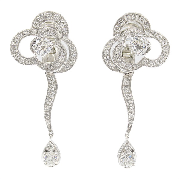 CHANEL Camellia Diamond Pierced earrings 18KWG White Gold Used women CC Coco
