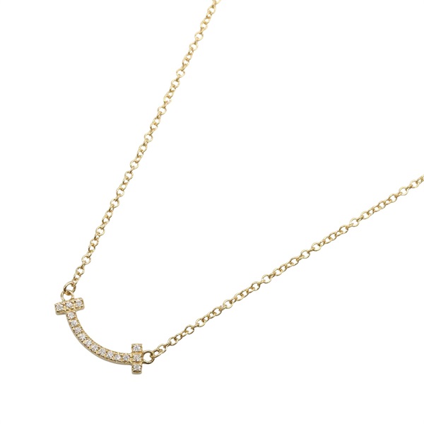 TIFFANY＆CO T Smile Mini Diamond Necklace 18KYG Yellow Gold Used women pendant
