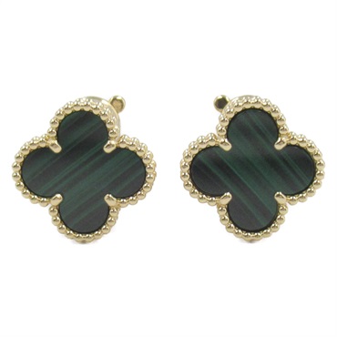 Van Cleef & Arpels Vintage Alhambra Earring 18KYG Gold Malachite Green Used