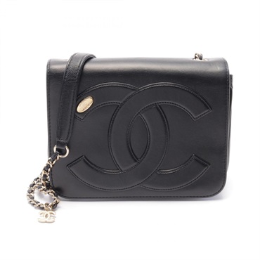 CHANEL COCO Mark Shoulder crossbody Bag AS0321 leather Black Used GHW