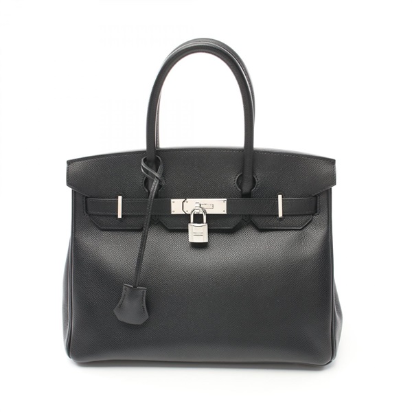 HERMES Birkin 30 Hand bag Epsom Leather SHW Black Noir Used Women