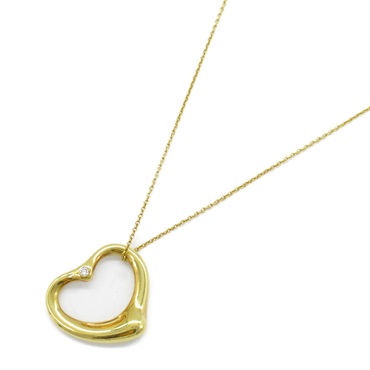 TIFFANY＆CO Open Heart Diamond Necklace Pendant 18KYG Yellow Gold Used women