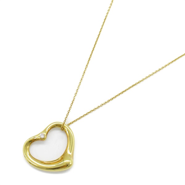 TIFFANY＆CO Open Heart Diamond Necklace Pendant 18KYG Yellow Gold Used women