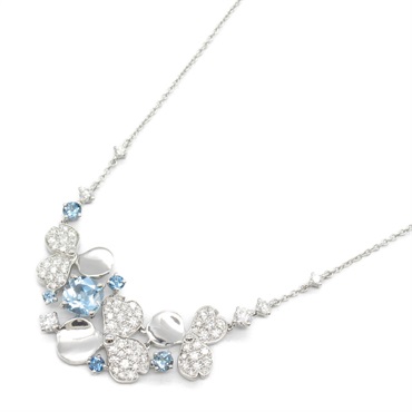 TIFFANY＆CO Paper Flower Aquamarine Diamond Necklace Pt950 Platinum Used women