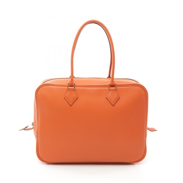 HERMES Plume 32 Hand bag B Madame leather Orange Used GHW