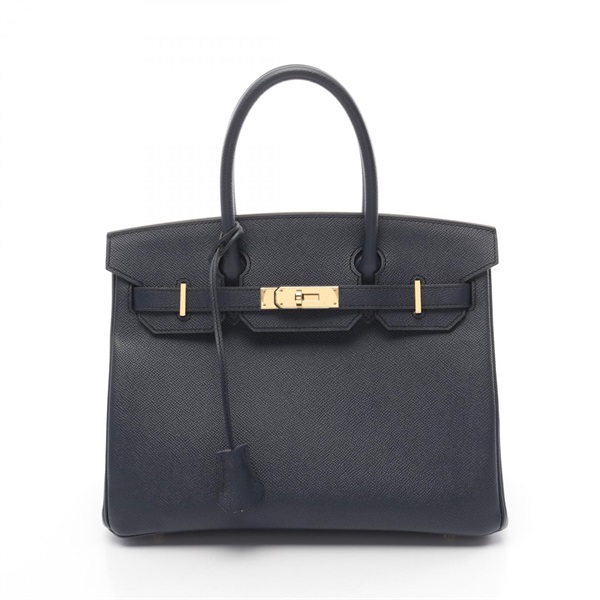 HERMES Birkin 30 Hand bag A Epsom Blue indigo Used GHW